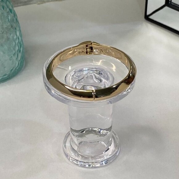 Ettika Polished Gold Hinged Statement Bangle Bracelet Gold Tone - Picture 3 of 11